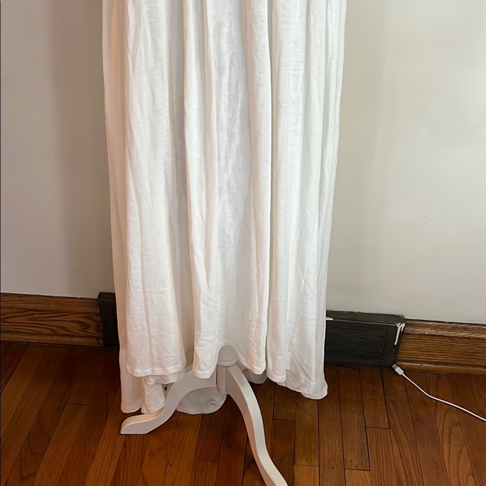 FP Madelyn Midi Beach Elegant White Sleeveless Dress high low and side pockets. - Picture 5 of 16